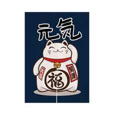 A-hope 附桿插畫日本貓咪布藝隔間簾, Type 10