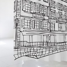 北歐風格浴簾 sc317 1800*1880mm+不鏽鋼掛鉤 12入+窗簾桿 白色, 1套