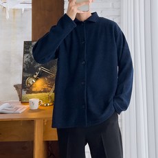 PLAYS 男士翻領襯衫式寬鬆版針織開襟衫