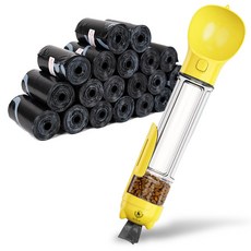 DING DONG PET 寵物多功能外出飲水壺 L號+清潔袋 20捲, 黃色的, 1個