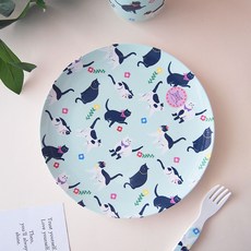 진저 덴마크감성 유아식기 원형 접시 대, 고양이, 1개