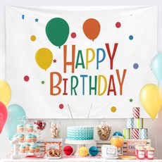 셀레네 해피 레인보우 생일 파티 배너, A02