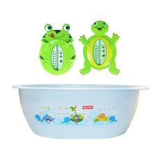fisher-price 費雪 沐浴盆+浴盆溫度計, 藍色(浴缸)+溫度計(隨機出貨)