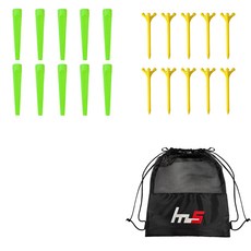 NAYASTYLE 塑膠高爾夫長Tee綠色10入 + ABS高爾夫長Tee黃色10入 + 收納袋套組 GFYP-185-6 172-2PU, 混色