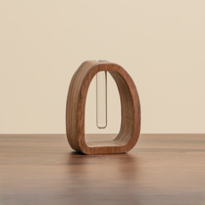 恩熙魔法 原木水培植物單支花瓶 圓形, 胡桃木色