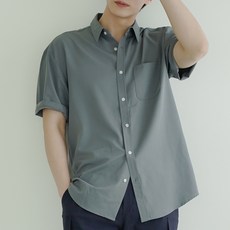男士夏季彈性半寬版短袖襯衫