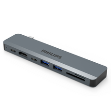 PHILIPS 飛利浦 7合1 USB C to HDTV 擴充多功能集線器 SWV6137G, 單色