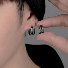 gelluna 粗款雙線一觸式圈式耳環