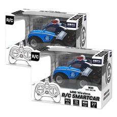 애들랜드 무선조정 미니 스마트 경찰차 RC카 2p, 블루