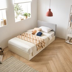 리바트 커먼베드 자녀가구 침대 페브릭형 헤드 일반형 공용침대 바닥판 일반형 표준 L 방문설치, 아이보리(헤드) + 화이트오크(바디) + 화이트(바닥판)