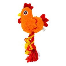 Phoenix 菲尼斯 耐咬潔牙棉繩腳系列 狗玩具 全齡犬適用 絨毛水晶超柔棉繩材質, 小雞, 1個