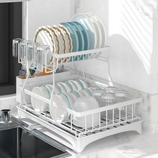 American Road 塔型鐵製瀝水碗盤架 RK1979, 2層, 白色