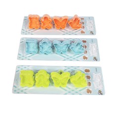 按壓式動物餅乾模具4件組, 隨機出貨, 3套