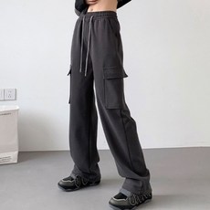 I'M MONG 女款T-bar抽繩束口寬版運動褲