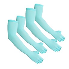 INCONTRO Xfit 素色彈性露指袖套, 天藍色