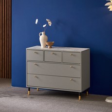 가구의정석 대리석 와이드 서랍장 B형 방문설치, 그레이, 5단