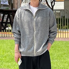 하이넥 골지 니트 집업 T2943