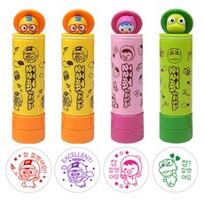 Pororo 動作玩具印章 4款 No.1, 紅色, 藍紫色, 粉紅色, 綠色, 1套
