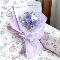 薇薇安LED永生花氣球花束+提袋, 紫色, 1個