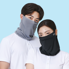 Leready 防紫外線涼感運動高爾夫口罩 2入組, 1套, 黑色, 深灰色