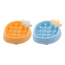 Carno 卡諾 韓國寵物草莓餐具, 藍黃色, 2個