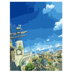 로디즌 명화 그리기 DIY 세트 40 x 50 cm, 내려다보는 마을, 1개