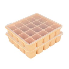 Petit Nuve 韓國製造矽膠副食品冷凍分裝盒 多功能刻度設計 20格, 沙米色, 2個