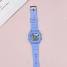 矽膠方形電子運動手錶, 天空藍, 1個