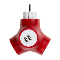 POWER ZONE Tetrapod USB 原創2孔延長線 PA-GEK-02SU2, 13cm, 楓葉紅, 1個