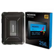 에이데이타 Ultimate SSD + 외부 인클로저 블랙 세트, SU750(SSD), ED600(인클로저), 256GB