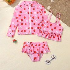 Yubeully 女童 Cherenji 防磨衣荷葉邊細肩帶背心 + 拉鍊長袖 + 下身套組