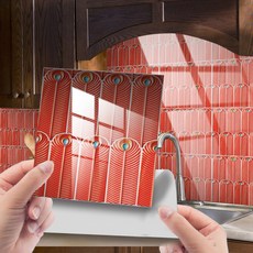 Glitch Mode 浴室磁磚貼紙 10入, 紅色