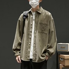 남성용 패션플로우 레트로 느낌 루즈핏 긴팔 셔츠 가디건