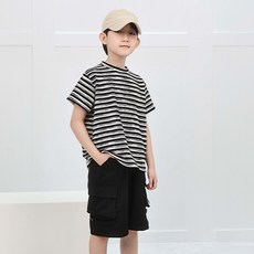 오렌지다몸 아동용 DM 줄가라 티 카고 바지 상하 세트