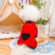 PASTEL PET 寵物愛心刷毛連身衣, 1個, 紅色