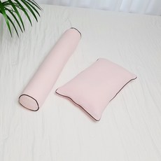 ahtty blanc 三層楊柳紗嬰兒枕頭套2入 + 枕芯 + 身體枕套組, 淺粉色