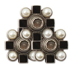 東大門鈕扣王 瑪瑙鈕扣 25mm, 黑銀鎳金色, 3個