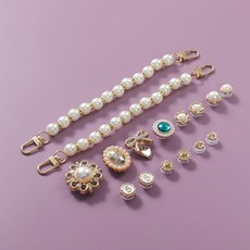 Richdeuk珍珠金色鍊條掛繩向日葵配件飾品 16種組