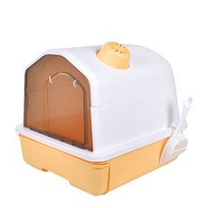 Truly House 全封閉式貓砂盆 贈貓鏟 (灰色), 黃色, 1個, 特大(51 x 41 x 40cm)