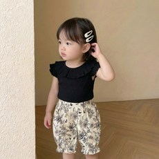 Bebeniz 嬰幼兒荷葉邊羅紋可愛無袖T恤