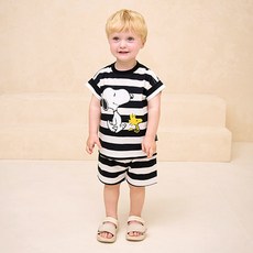 milkmile 兒童Peanuts史努比與糊塗塌客條紋上衣下著套裝