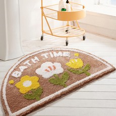 市集風半圓形浴室防滑地墊, 棕色