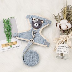 해밀 반려동물 소형 귀여운 하네스 2p, 스카이블루