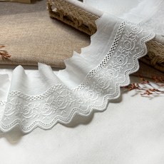 棉質刺繡蕾絲布料 8.5 x 180 cm, 白色, 2個