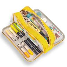 Life Tips 大容量三層鉛筆盒, 黃色, 1個