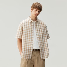 마인드브릿지 남녀공용 에어쿨 체크오버핏 반팔셔츠 MZWS3156