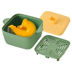 Le made 一餐搞定 矽膠微波多功能蒸鍋 650ml, 矽膠碗+瀝水板+蓋子, 1個, 南瓜