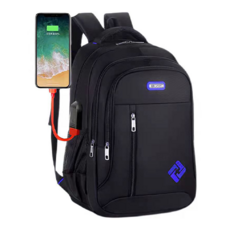 All About 大容量時尚USB後背包, 藍色