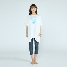 soleil 女款寬鬆版型愛心斗篷 + 七分水上緊身褲防曬衣套裝