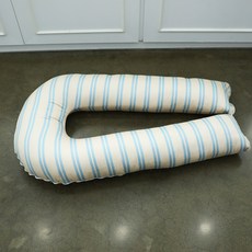 Daeil Company 混搭條紋 U型身體抱枕套, 米色 + 藍色